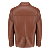 Men's Slim fit Notched Lapel Brown Leather Blazer